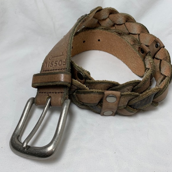 Fossil Braided Leather Belt - Size Medium - Picture 2 of 9